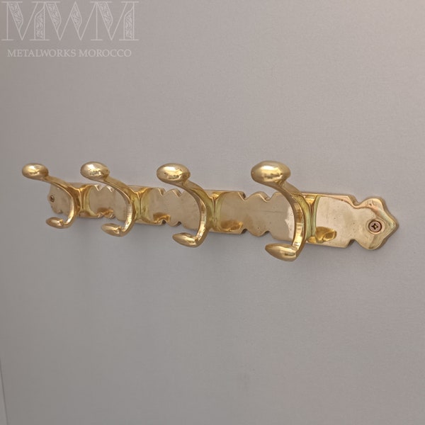 Unlacquered Brass Coat Rack – Handmade Wall Coat Hooks