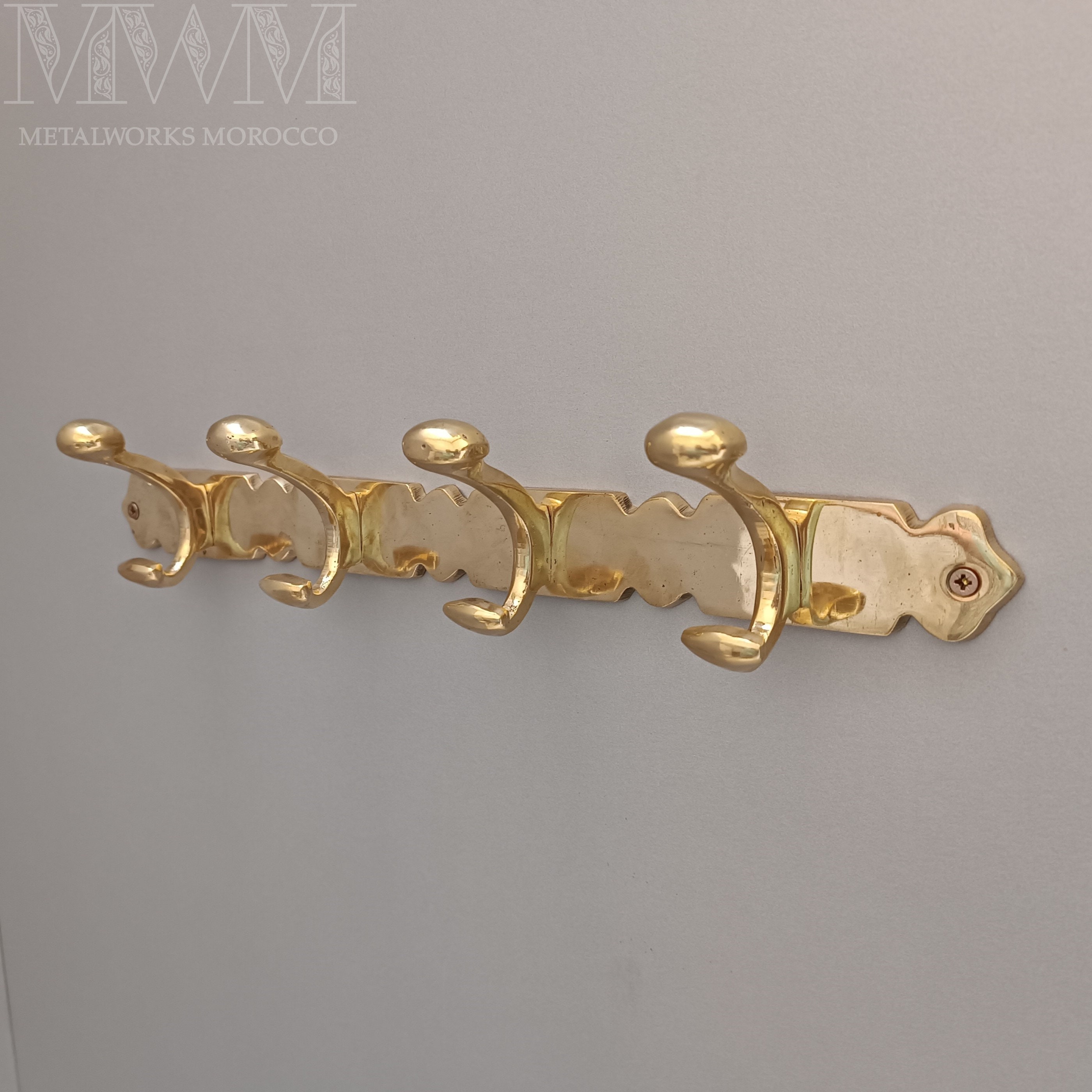 Unlacquered Brass Coat Rack Handmade Wall Coat Hooks 