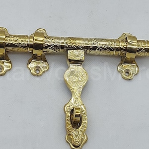 Etched Brass Sliding Door Bolt 7.5’’ -  Handmade Door Latch