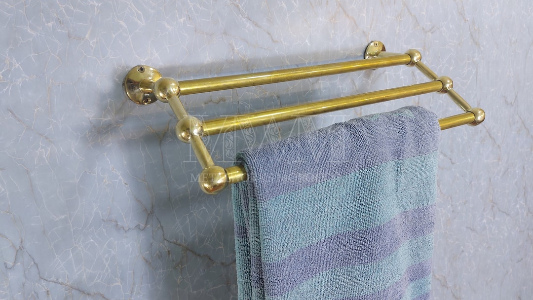 Solid Brass Towel Rails for Bathroom Handmade Double or Triple Towel