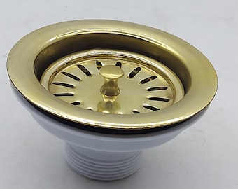 Unlacquered Brass Kitchen Sink Strainer and Stopper - basket strainer