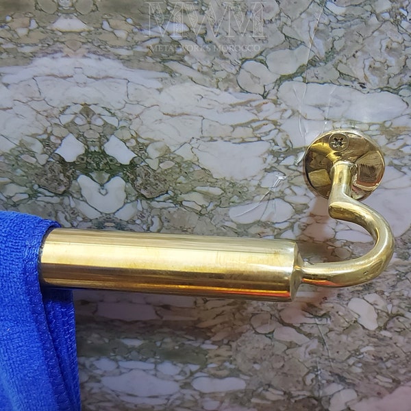 Unlacquered Brass Towel Rail - Handmade Towel Bar