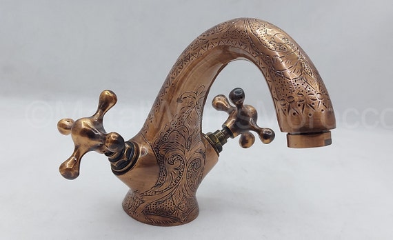 Grifo de bronce frotado con aceite Grifo de fregadero de laton grabado tradicional Etsy Mexico