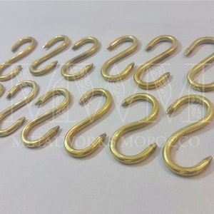Set Of  Unlacquered Brass S hooks For Hanging 3 inches  - Handmade