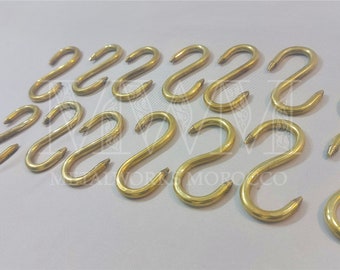 Set Of  Unlacquered Brass S hooks For Hanging 3 inches  - Handmade