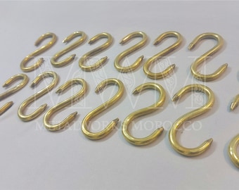 Set Of  Unlacquered Brass S hooks For Hanging 3 inches  - Handmade