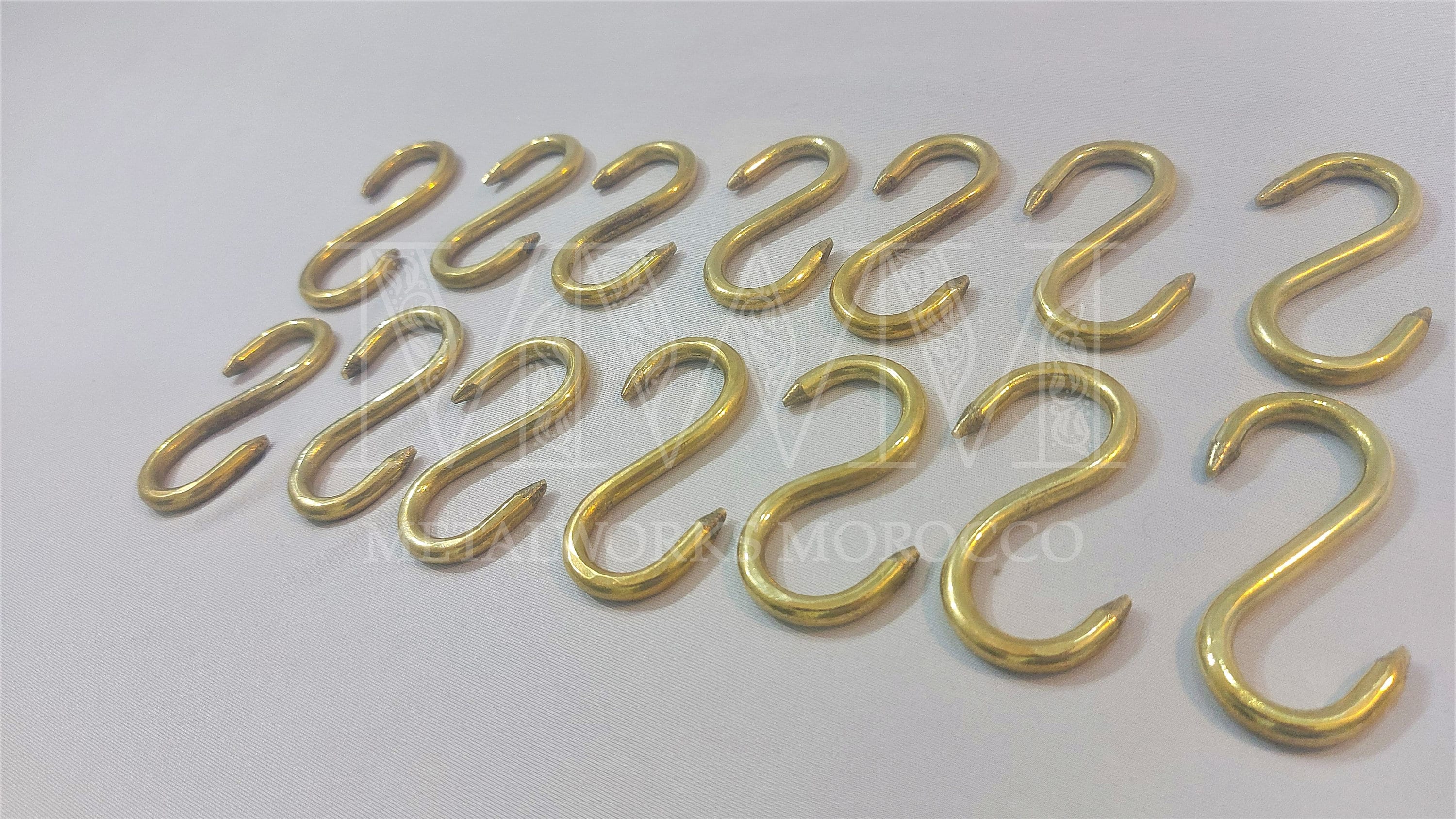 Set of Unlacquered Brass S Hooks for Hanging 3 Inches Handmade 
