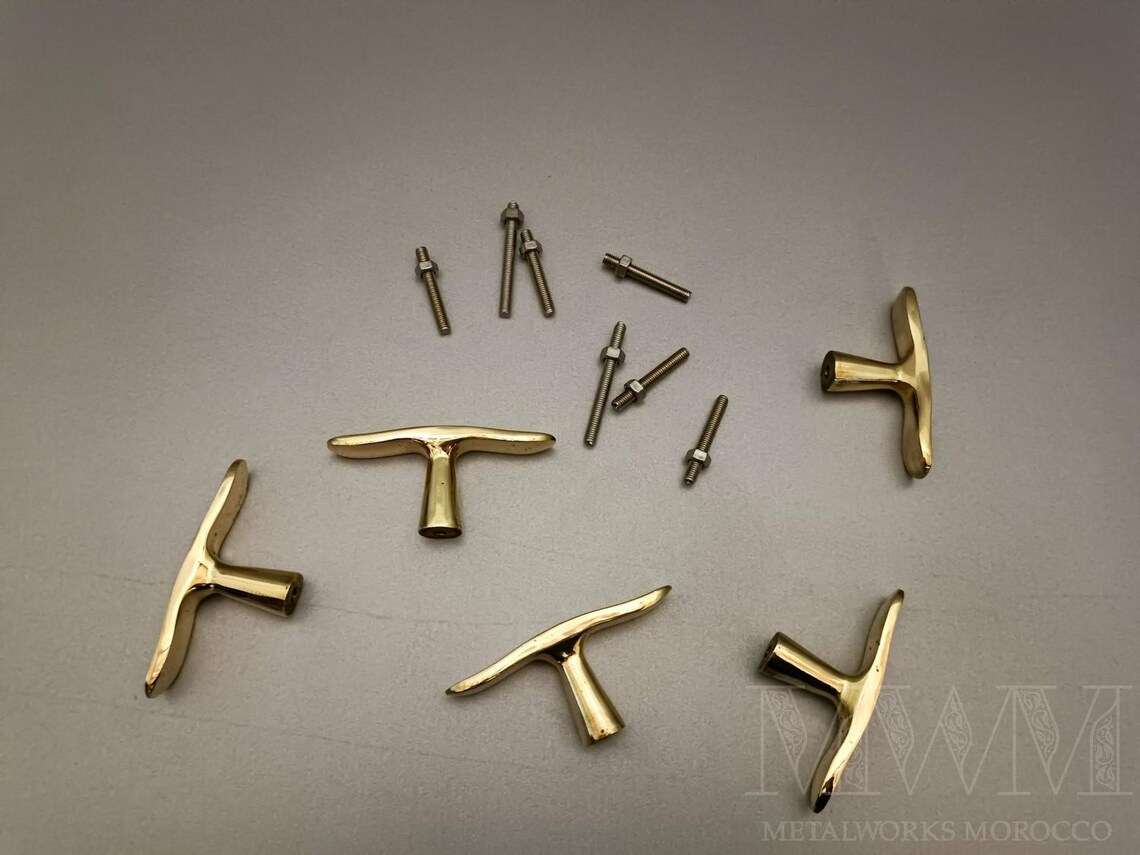 Unlacquered Brass T Bar Handles – Solid Brass Cabinet Pulls, Modern ...