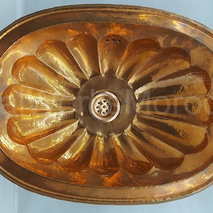 Shell Copper Bathroom Sink - 19.5 X 14 Handmade Copper Vanity Sink