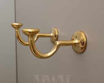 Set Of 2 Handmade Brass Solid Coat Hooks Wall Mount
