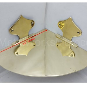 Unlacquered Brass Corner Shelf Wall Mount With Wall Mounting Crowns - Brass Corner Shelves