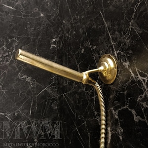 Simple Unlacquered Brass Shower Handheld With Hose
