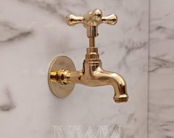 Unlacquered Brass Water Tap - Retro Water Faucet