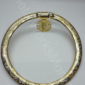 Embossed Brass Towel Ring Holder Handcrafted Bathroom Towel Ring 100% Moroccan image 5