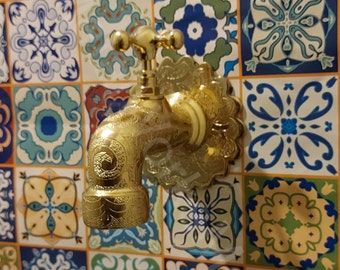 Brass Water Tap - Engraved Water Spigot - Moroccan Water Faucet