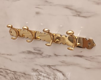 Handmade Solid Brass Coat Hooks – Wall Mounted Brass Hook Rack for Entryway, Bathroom, or Kitchen