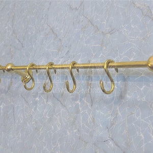 Unlacquered Brass Pot Rack Wall Mount For Kitchen - Pan Rack Or holder Hooks