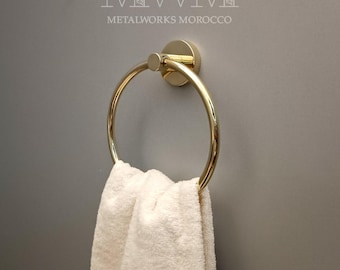 Toallero de baño de latón sin lacar - Toallero circular de mano