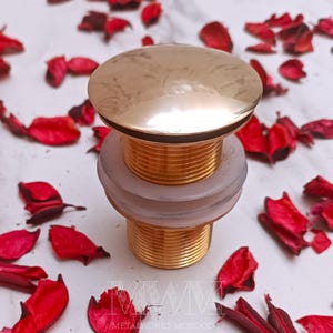 Gold Brass Pop Up Drain - Vanity Vessel Sink Drain - Push Up Button