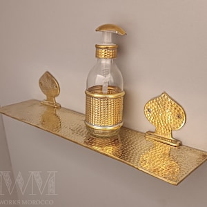 Hammered Solid Brass Wall Mount Shelf – Kitchen Or Bathroom