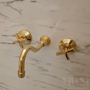Rubinetto da bagno a parete in ottone massiccio con bocca convessa - Rubinetto per vasca