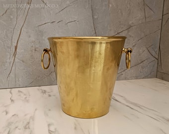 Traditional Unlacquered Brass Trash Can - Waste Basket