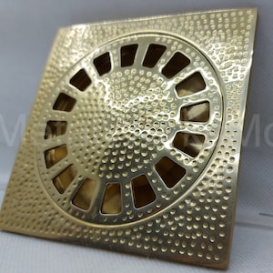 Hammered Brass Floor Drain - Unlacquered Brass Shower Drain