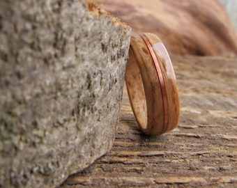 Anillo de madera de haya, anillo de compromiso, anillo de aniversario, anillo hecho a mano, anillo de hombre, anillo de mujer, anillo mínimo