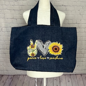 Denim patch tote bag