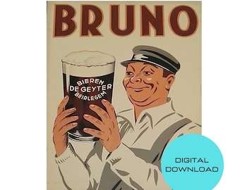 Reproduction of a Mid century vintage beer publicity panel