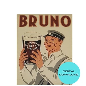 Reproduction of a Mid century vintage beer publicity panel
