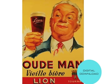 Reproduction of a Mid century vintage beer publicity panel.