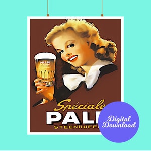 Reproduction of a Mid century vintage beer publicity panel