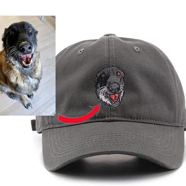 Personalized Dog Hats with Pet Photos, Embroidered Custom Pet Hat, Drawn Art from Your Pet Photo, Custom Cat Baseball Caps, Gifts for BF GF