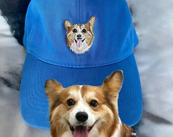 Custom Pet Embroidered Hat, Drawn Art Directly from Your Dog Cat Photo, Custom Dog Cap, Embroidered Cat Hat, Dog Mom Gifts, Cat Dad Hat