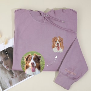 Custom EMBROIDERED Pet Shirt Pet Photo + Name Custom Dog Hoodie Personalized Dog Sweatshirt Custom Cat TShirts Custom Dog Tee Sweatshirt
