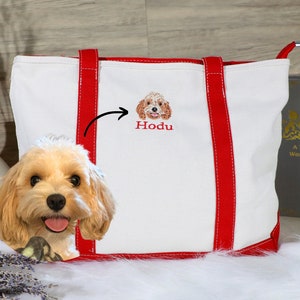 Concevez votre sac fourre-tout pour chien, Sac fourre-tout brodé, Sac fourre-tout personnalisé pour animal de compagnie, Sac brodé pour animal de compagnie personnalisé, Sac pour maman chien, Cadeau personnalisé, Cadeau commémoratif pour animal de compagnie, Papa chat image 1