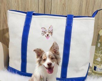 Design Your Dog Tote, Custom Embroidered Pet Face Tote Bag, Custom Cat Gift,Personalized Dog Bag,Cat Mom Gift,Pet Memorial Gift,Dog Dad Gift