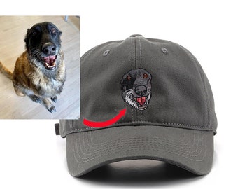 Personalized Dog Hats with Pet Photos, Embroidered Custom Pet Hat, Drawn Art from Your Pet Photo, Custom Cat Baseball Caps, Gifts for BF GF