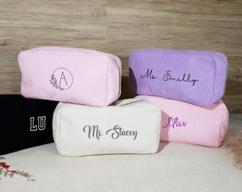 Embroidered Cosmetic Bag Personalized Corded Makeup Bag Custom Cosmetic Bag Bridesmaid Gift Gift For Her Bachelorette Gift Mother's Day gift