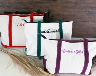 Personalized Canvas Tote, Custom Tote Bag, Embroidered Name Bag, Boat Tote, Monogram Bag, School Bookbag, Teacher Gifts, Bridal Party Gifts