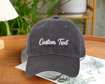 Custom Text Embroidered Hat, Personalized Logo Cap, Vintage Baseball Hat, Gift For New Dad Mom, Gift For Bride, Bachelorette, Christmas Gift