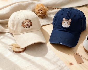 Custom Embroidered Pet Portrait Hat - Personalized Dog/Cat Baseball Cap