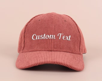 Custom Text Embroidered Hat, Personalized Dad Cap, Corduroy Baseball Hat, Gift For New Dad Mom, Gift For Bride, Bachelorette, Hat Embroidery