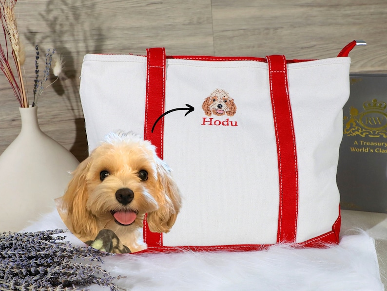 Design Your Dog Tote,Embroidered Tote Bag,Custom Pet Tote,Custom Pet Embroidered Bag,Dog Mom Bag,Personalized Gift,Pet Memorial Gift,Cat Dad image 1