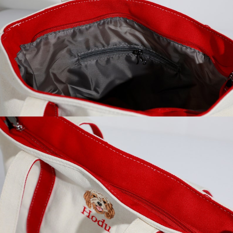 Concevez votre sac fourre-tout pour chien, Sac fourre-tout brodé, Sac fourre-tout personnalisé pour animal de compagnie, Sac brodé pour animal de compagnie personnalisé, Sac pour maman chien, Cadeau personnalisé, Cadeau commémoratif pour animal de compagnie, Papa chat image 5