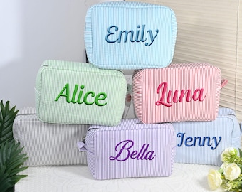 Personalized Embroidered Makeup ,Bridesmaid Gift, Custom Cosmetic Bag ,Bridesmaid Proposal, Christmas Gift, Gift for Her, Mothers Day Gift