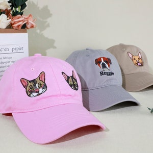 Chapeau brodé personnalisé avec photo d'animal de compagnie Chapeau de chien personnalisé Chapeau de chat personnalisé Casquette d'animal de compagnie personnalisée Chapeau de chien Casquette de baseball de chien personnalisée Chapeau de maman de chien image 3