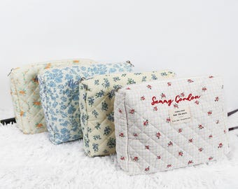 Personalized Embroidered Makeup Bag – Custom Name Cosmetic Bag – Bridesmaid Gift – Gift for Mom – Floral Wedding or Travel Organizer
