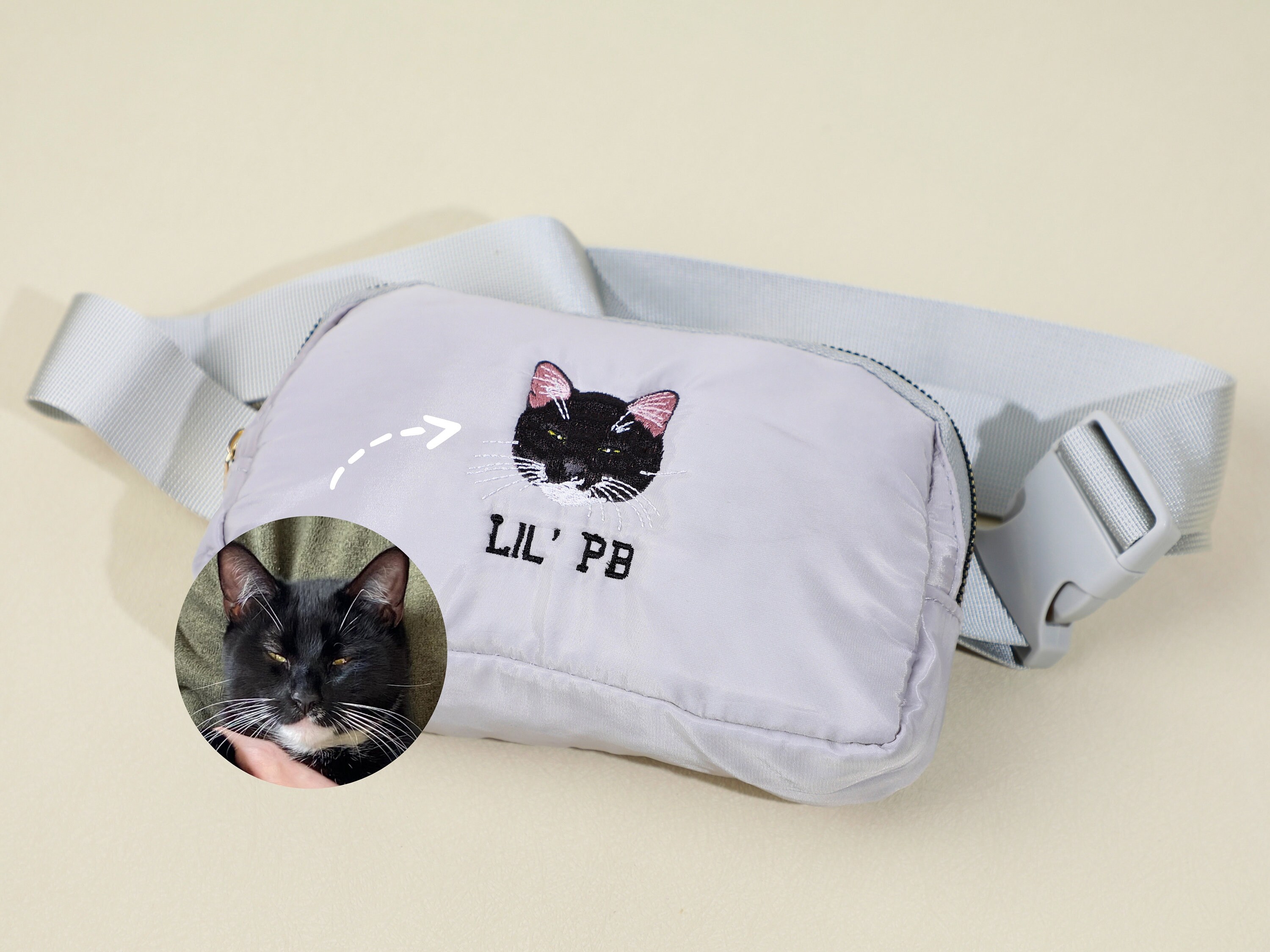 Custom Embroidered Pet Portrait Belt Bag | Personalized Dog & Cat Gift | Pet Lover Fanny Pack | Dog Mom & Cat Mom Gift | Custom Pet Embroidery